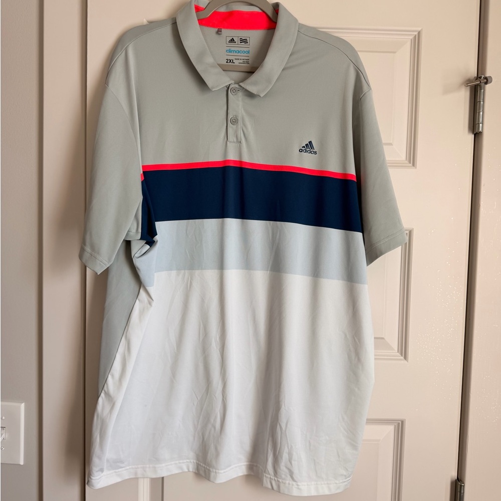 Adidas Men's Gray Polo Shirt, 2XL